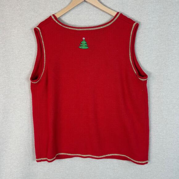 Vintage White Stag Womens Knit Sweater Vest Size XXL Christmas Holidays Beaded - Picture 4 of 8